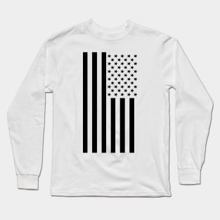 Black & White American Flag Long Sleeve T-Shirt